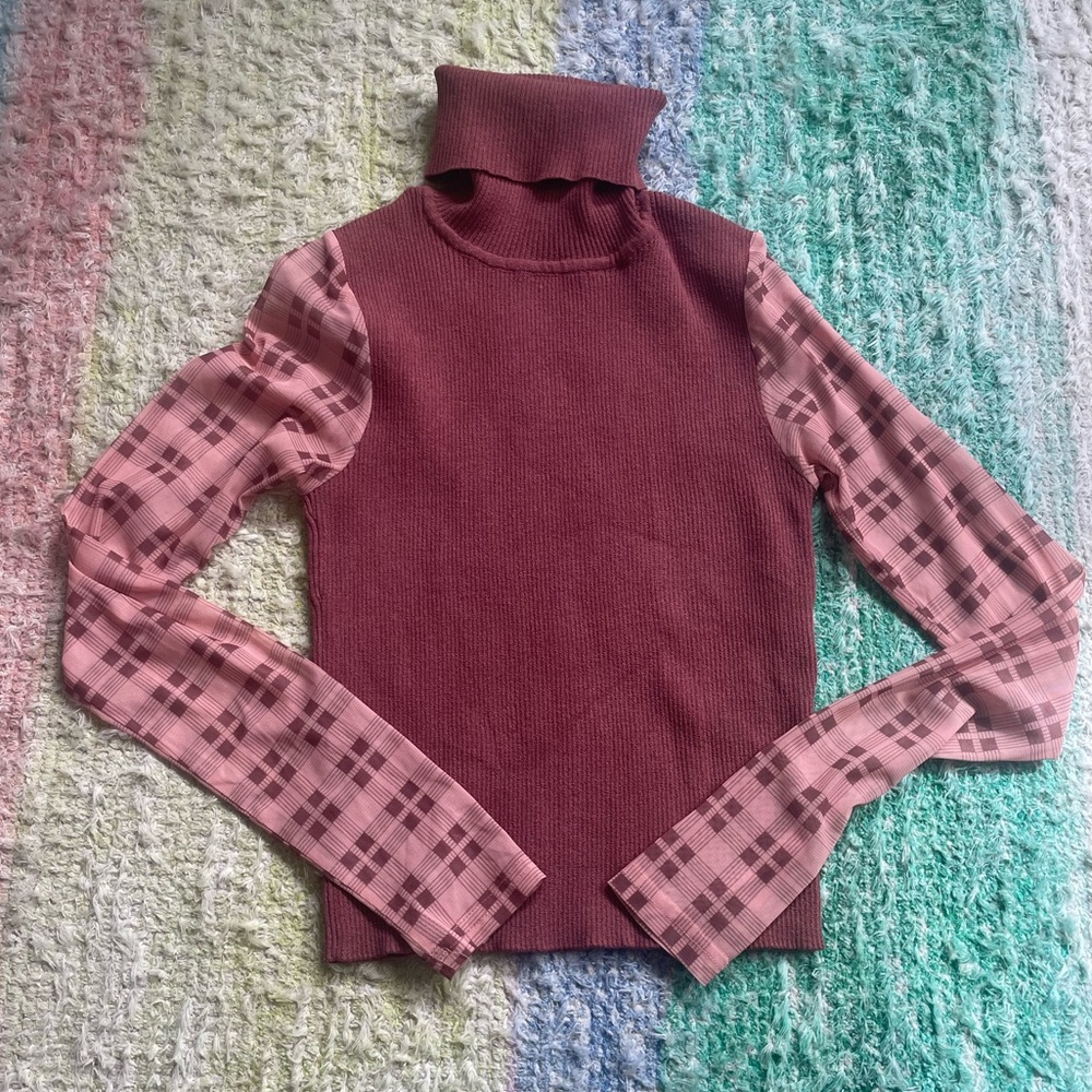 Pink Zara Turtleneck w/ Mesh Long-Sleeves